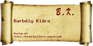 Barbély Klára névjegykártya